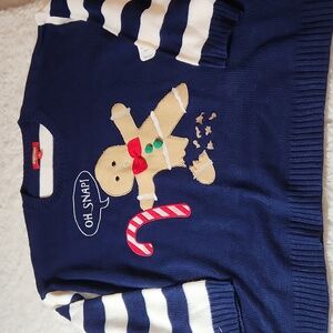 NWT Holiday Traditions Women's Oh Snap! Christmas Sweater Sz 2X Blue